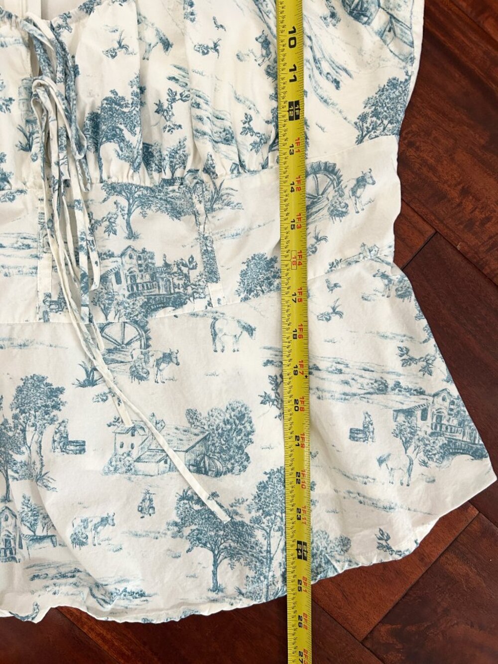 Torrid Blue White Corset Peplum Tank Top Cottagecore Milkmaid Country Size 1 - Picture 4 of 10